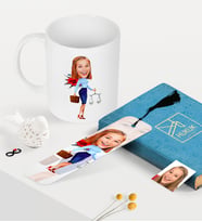 BK Gift Kişiye Özel Bayan Avukat Karikatürlü Kupa ve Kitap Ayracı Seti - 3 (Model 1)