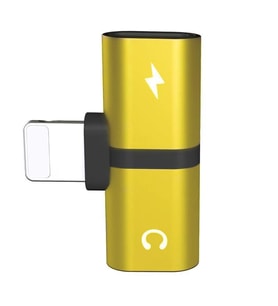 iPhone 7 8 X XR XS 11 için 2 in 1 Ses Şarj Çift Adaptör Splitter Gold