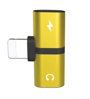 iPhone 7 8 X XR XS 11 için 2 in 1 Ses Şarj Çift Adaptör Splitter Gold