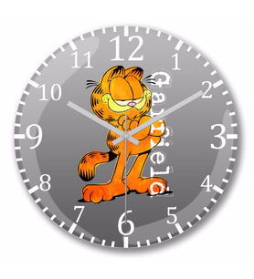 Garfield  Duvar Saati Bombeli Gercek Cam