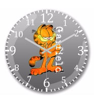 Garfield  Duvar Saati Bombeli Gercek Cam
