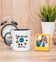Sosyolog Siyah Kupa Bardak ve Sarı Mini Fotoğraf Çerçevesi