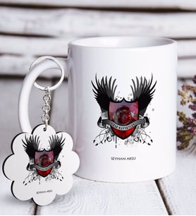 BK Gift Kişiye Özel Mesleki Hava Kuvvetleri Beyaz Kupa ve Anahtarlık Hediye Seti (Model 1)