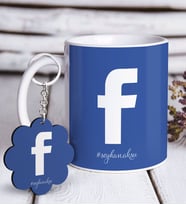 BK Gift Kişiye Özel Facebook Beyaz Kupa ve Anahtarlık Hediye Seti (Model 1)