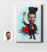 BK Gift Kişiye Özel Bay Chef Karikatür Kanvas Tablo 50x70cm 1