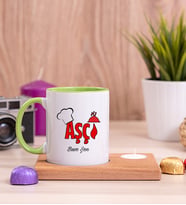 Aşçı Ahşap Altlıklı Mumlu Yeşil Kupa Bardak