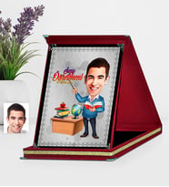 BK Gift Kişiye Özel Bay Öğretmen Karikatürlü Kırmızı Plaket  4