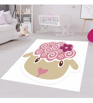 Sevimli Hayvanlar Dijital Baskı Yıkanabilir Kaymaz Taban Çocuk Odası Halısı (Pembe)