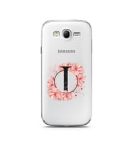 Pembe Çiçekli Harf Tasarım Süper Şeffaf Silikon Telefon Kılıfı Samsung Grand Neo