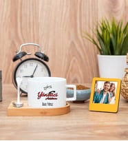 Yönetici Asistanı Fincan ve Turuncu Mini Fotoğraf Çerçevesi