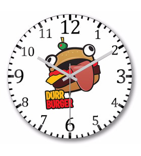 Fortnite  Burger  Duvar Saati Bombeli Gercek Cam