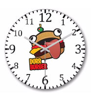 Fortnite  Burger  Duvar Saati Bombeli Gercek Cam
