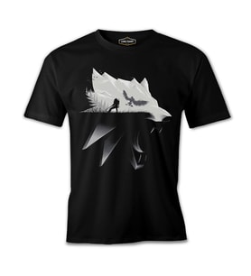 Witcher - Wolf Siyah Erkek Tshirt