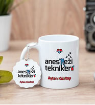Anestezi Teknikeri Beyaz Kupa Bardak Ve Anahtarlık Set