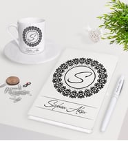 BK Gift Kişiye Özel İsimli Beyaz Defter Kalem Türk Kahvesi Fincanı Seti-2 (Model 1)
