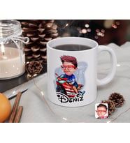 BK Gift Kişiye Özel Motorcu Çocuk Karikatürlü Beyaz Kupa Bardak-1
