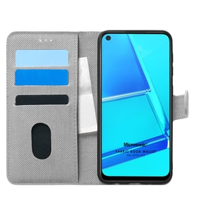 Microsonic Oppo A72 Kılıf Fabric Book Wallet Gri