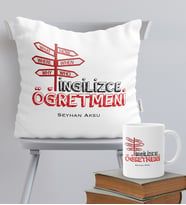 BK Gift Kişiye Özel İngilizce Öğretmeni Temalı Yastık Kupa Seti - 9