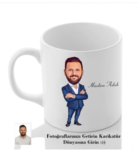 Kişiye Özel İsimli Karikatürlü Beyaz Kupa