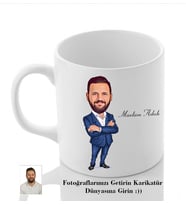 Kişiye Özel İsimli Karikatürlü Beyaz Kupa