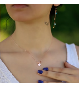 Papatya Silver 925 Ayar Gümüş Dorica Toplu Yıldız Kolye Küpe Seti