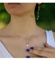 Papatya Silver 925 Ayar Gümüş Dorica Toplu Yıldız Kolye Küpe Seti