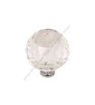 Küre Kristal Düğme Kulp Şeffaf Küre 30mm Krom (2 Adet) (Renksiz)
