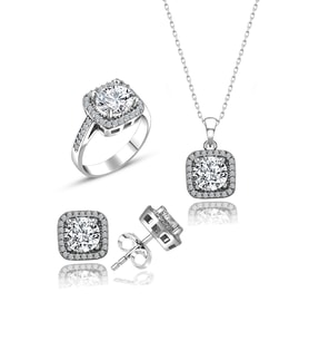 Swarovski Taşlı " TABLET KASA " Model Tasarım Gümüş Set