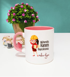 Mühendis Hanım Diyeceksiniz Tasarımlı Kadın Mühendise Kupa Bardak Pembe