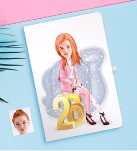 BK Gift Kişiye Özel Bayan Doğum Günü Karikatürlü Beyaz Defter-10