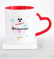 BK Gift Kişiye Özel Mesleki Radyoterapist Kırmızı Kalpli Kupa Bardak  1