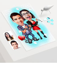 BK Gift Kişiye Özel Sevgililer Karikatür 240 Parça A3 Puzzle  1