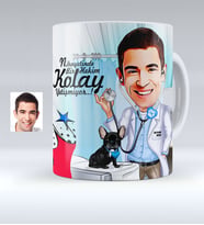 BK Gift Kişiye Özel Bay Veteriner Hekim Karikatürlü Beyaz Kupa Bardak  1