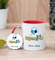 Odyometrist Kırmızı Kupa Bardak Ve Anahtarlık Set