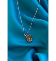 Love Tek Taşlı Zarf Model Rose Gold Kaplama Kolye