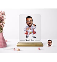 BK Gift Kişiye Özel Elvis Karikatürlü Ahşap Standlı Çerçeve (Beyaz)