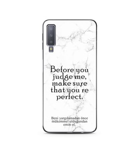Samsung A7 (2018) Beyaz Mermer Söz Tasarımlı Telefon Kılıfı