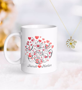 BK Gift Kişiye Özel Sevgililer Günü Kupa ve Çift İsimli Papatya Kolye-1 (Model 1)