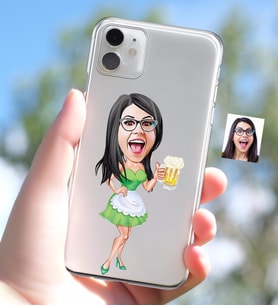 BK Gift Kişiye Özel Bayan Karikatürlü iPhone 11 İnce Şeffaf Silikon Telefon Kapağı-30 (Beyaz)