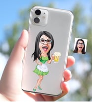 BK Gift Kişiye Özel Bayan Karikatürlü iPhone 11 İnce Şeffaf Silikon Telefon Kapağı-30 (Beyaz)