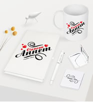 BK Gift Kişiye Özel Canım Annem Beyaz Defter Kalem Kupa Ayna Seti - 14 (Model 1)