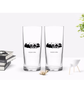 BK Gift Kişiye Özel Renkli Baskılı Adana Tasarımlı Turistik İkili Rakı Bardağı Seti-1 (Beyaz)