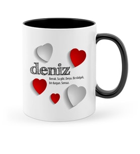 BK Gift Kişiye Özel Sevgili İsim Anlamı Siyah Kupa Bardak  2