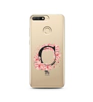 Pembe Çiçekli Harf Tasarım Süper Şeffaf Silikon Telefon Kılıfı Huawei Y6 Prime 2