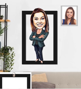Kişiye Özel Patron Karikatürlü 3D Ahşap Tablo 30x47 Bayan-25