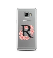 Pembe Çiçekli Harf Tasarım Süper Şeffaf Silikon Telefon Kılıfı Samsung C5   R-Ha