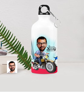 BK Gift Kişiye Özel Bay Motorcu Karikatürlü Metal Suluk 500 Ml 1