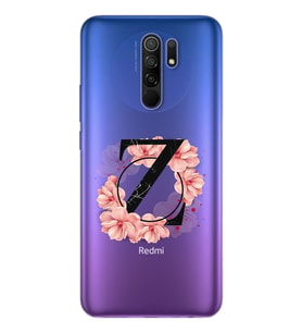 Pembe Çiçekli Harf Tasarım Süper Şeffaf Silikon Telefon Kılıfı Xiomai Redmi 9 Z-