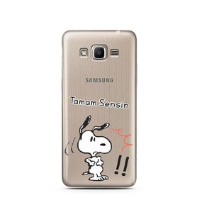 Snoopy Tasarımlı Süper Şeffaf Silikon Telefon Kılıfı Samsung J2 Prime