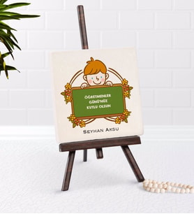 BK Gift Kişiye Özel Öğretmenler Günümüz Kutlu Olsun Şovaleli Doğal Taş-4 (Beyaz)